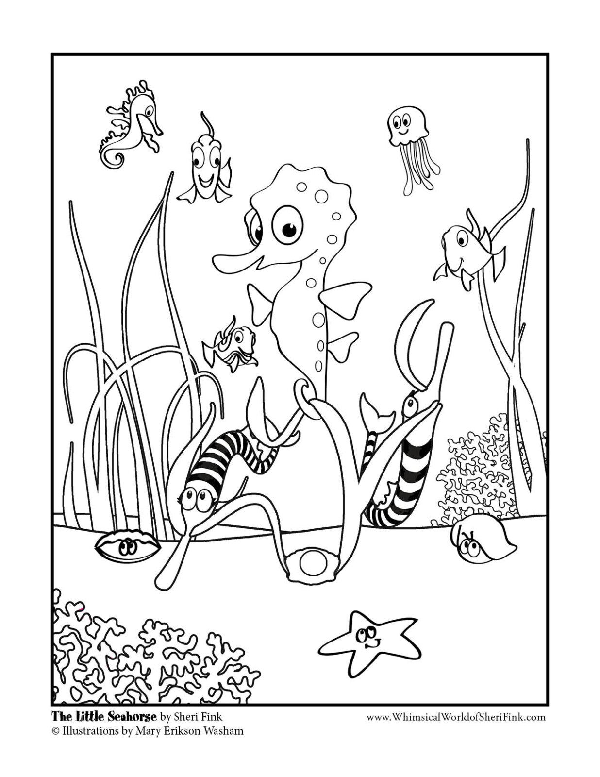 The Little Seahorse Coloring Page